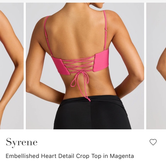 Oh Polly Syrenę Pink Rhinestone Heart Crop Top - Picture 9 of 9